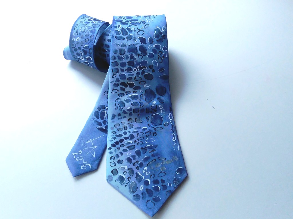 kravata modrá - hadí kůže
